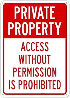 Access Without Permission Prohibited Aluminum Sign, HomeBusiness, 12×8Inch
