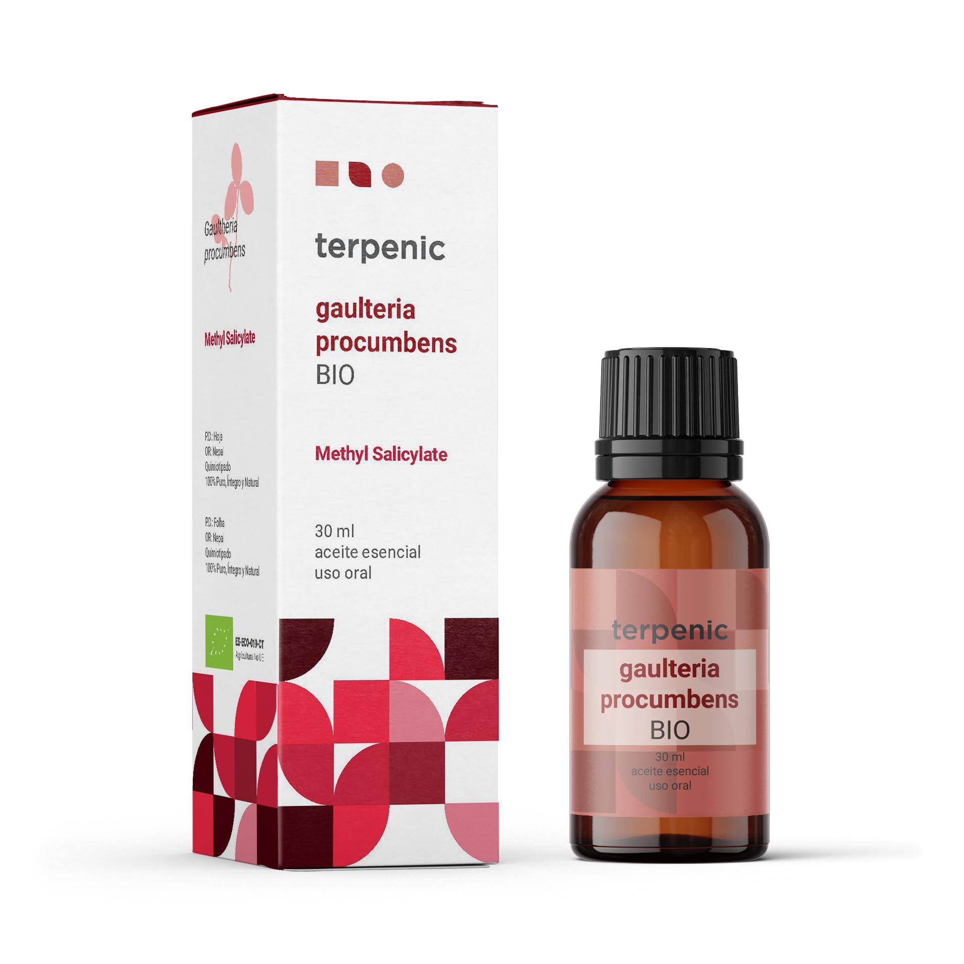 TERPENIC - Aceite Esencial de Gaulteria Procumbens (Gaultheria procumbens) - BIO - 30 ml - Uso Oral – Aroma balsámico intenso en formato profesional