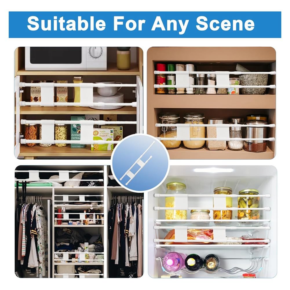 4 Aste Per Frigo Regolabili - Organizzatore Per Ripiani, Bianco - Foto 4