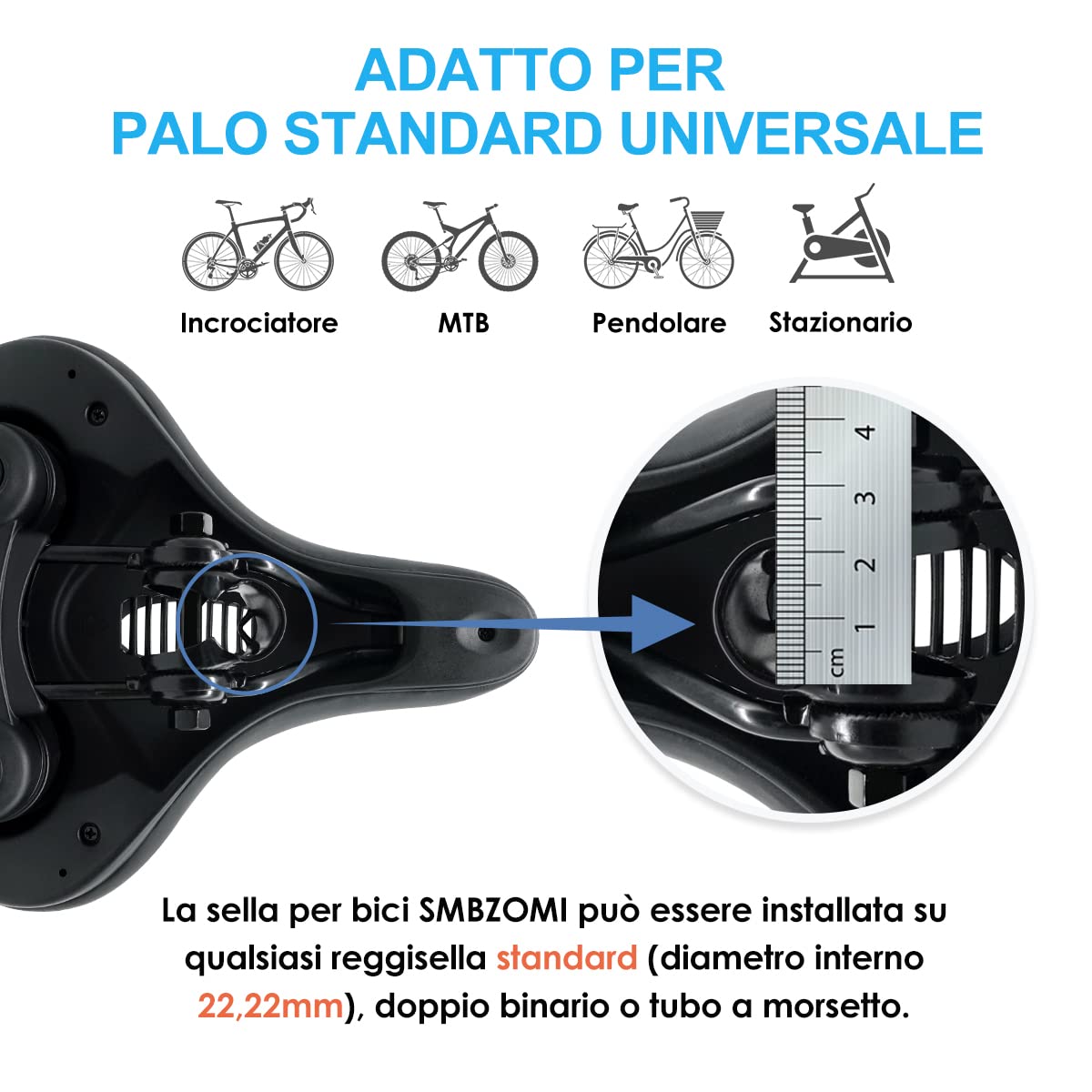 Sella Bici Comfort Memory Foam – Ampia E Morbida Per MTB E Bici Universale (Nero)