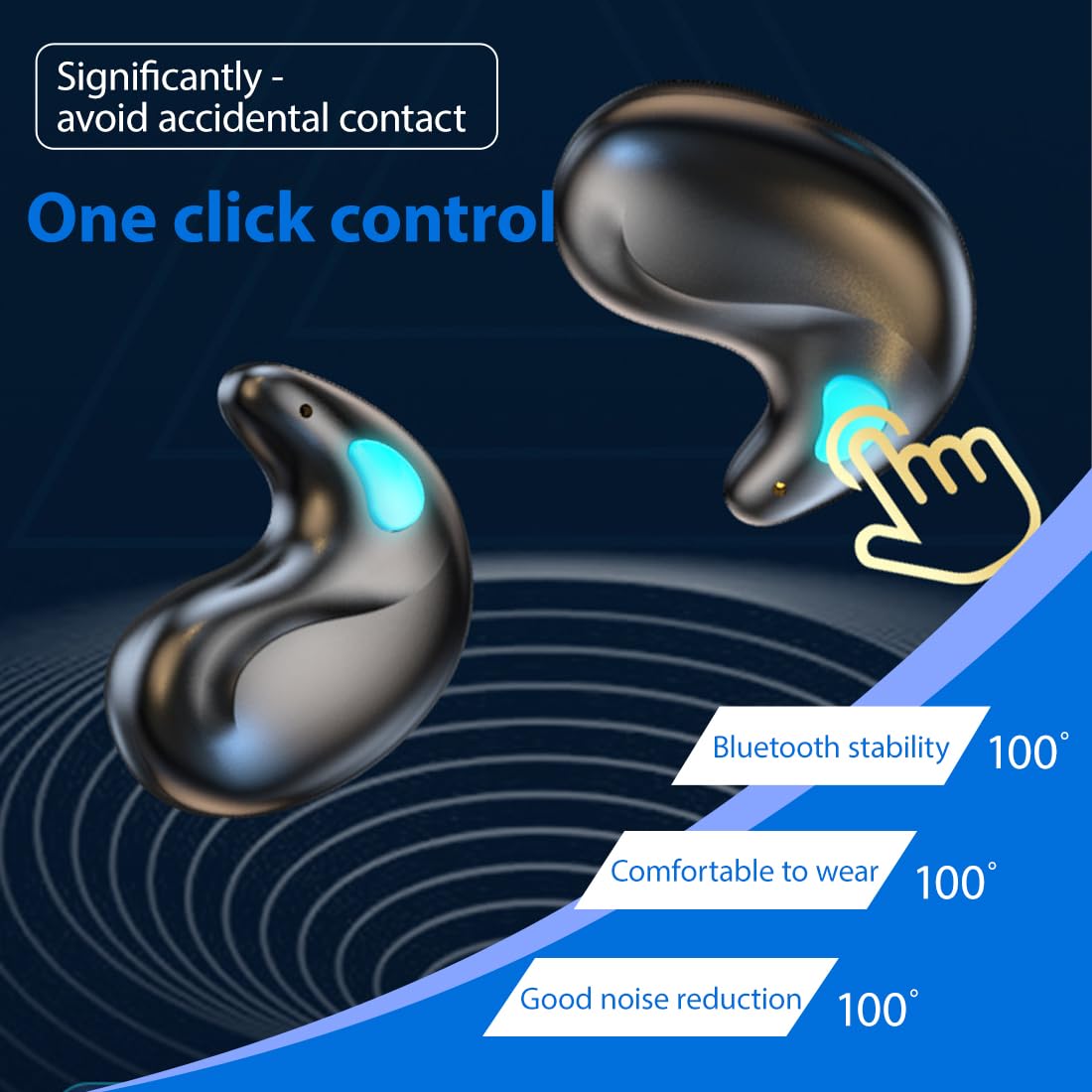 Cuffie Bluetooth,Cuffie per Dormire Senza Fili Invisibili,Impermeabili Ipx5,Bluetooth 5.3 Touch Control,Cuffie con Cancellazione del Rumore,for Side Sleepers,Usura Insensata