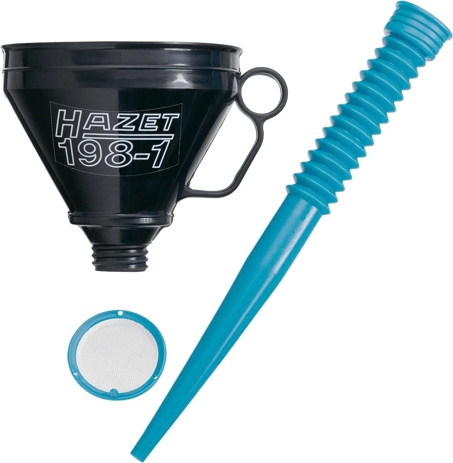 Embudo HAZET 198-1 I Embudo de llenado con manguera flexible I Capacidad de 1,2 litros I Llenado sin esfuerzo de coches con Ad-Blue, gasóleo y gasolina, aceite y mucho más