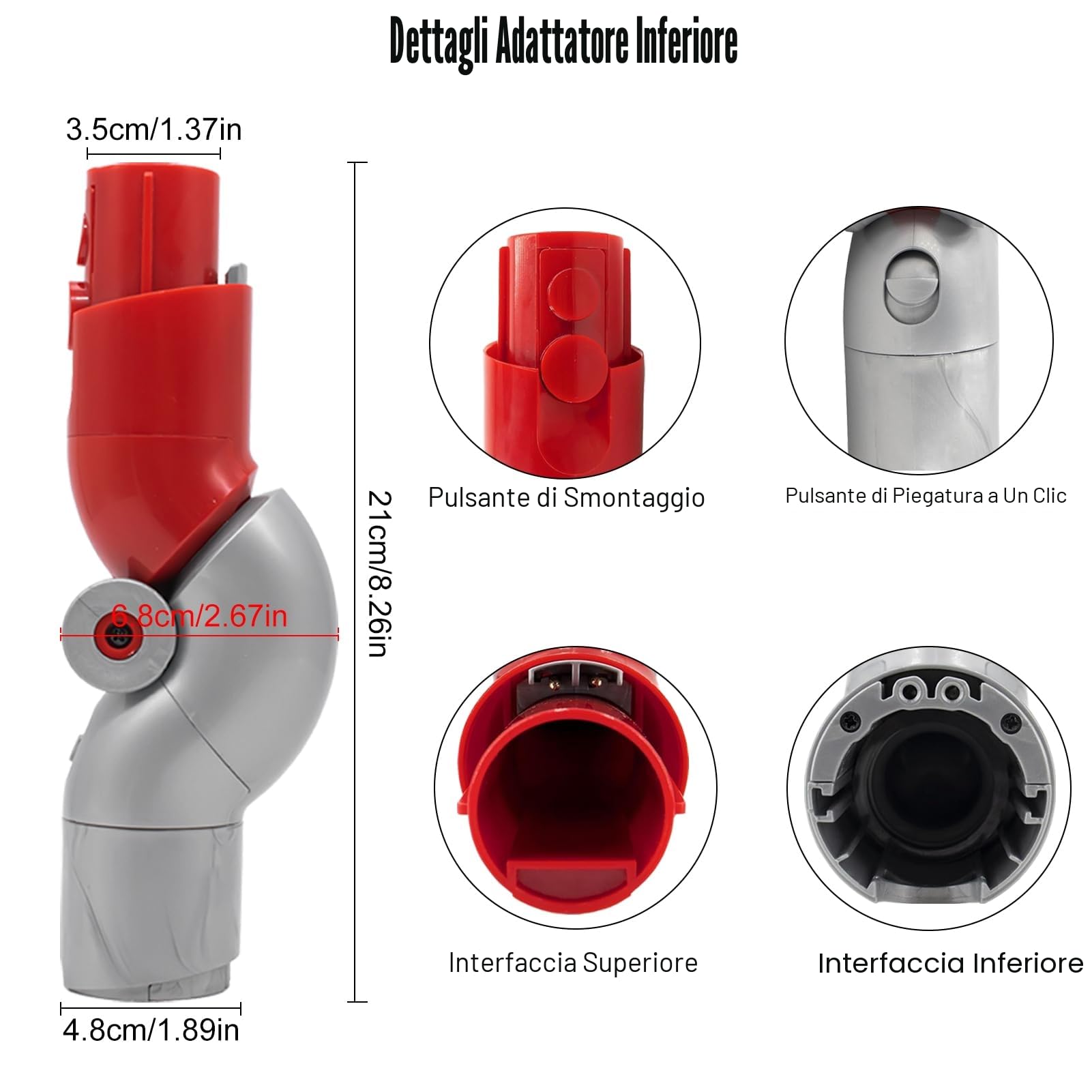 Adattatore inferiore Adattatore di piegatura a sgancio rapido per Dyson V10Slim V12 Digital Slim Aspirapolvere Accessori Strumento di pulizia a bassa portata No. 971435-02