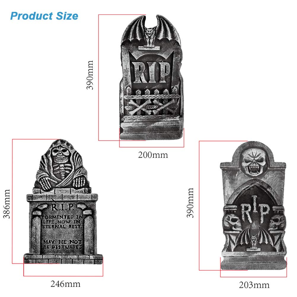 3er Set Halloween Grabsteine - Grusel Deko Für Garten & Haus