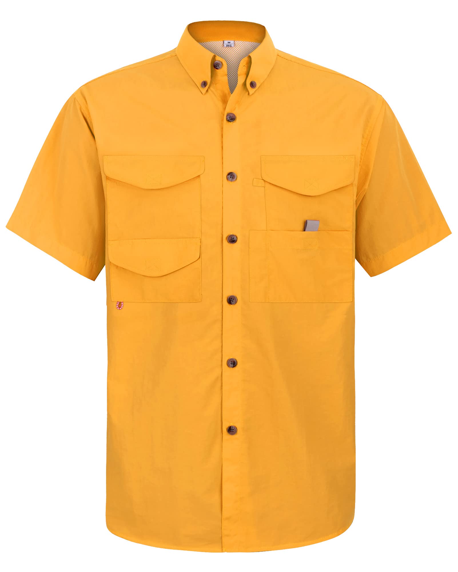 Alimens &amp; Gentle Short Sleeve Fishing Shirt Wicking Fabric Sun Protection Casual Button Down Shirts