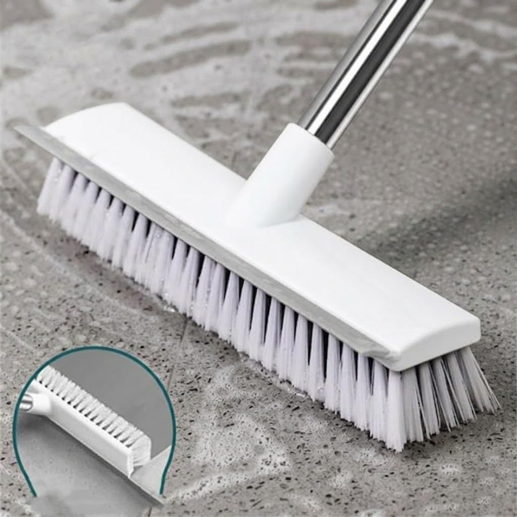 2 in 1 Bathroom Cleaning Brush with Wiper and Long Alloy Steel Handle White Scrubbing Tiles and Floor Matic Laundry pods for Washing Machine Suitable for Front[2 in 1 Brash] (White)-image-33