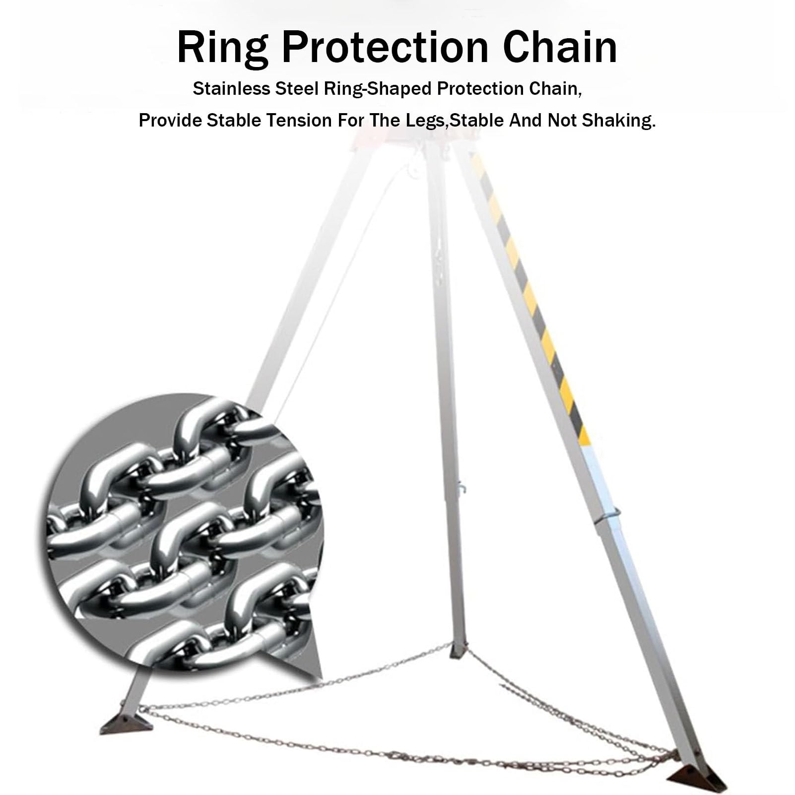 RayGenius Kit De TríPode para Espacios Confinados, TríPode De Rescate para Espacios Confinados De Alta Resistencia, TríPode De Rescate para Espacios Confinados con CinturóN De Seguridad.,1200LBSWinch