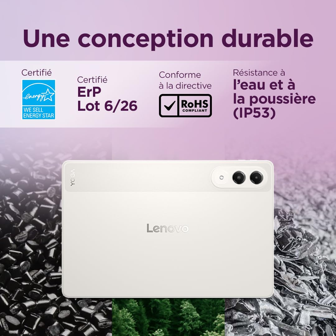 Lenovo Yoga Tab - Tablette Tactile 11.1'' 3.2K, 144Hz (Qualcomm Snapdragon 8 Gen 3 Mobile Platform, 6Coeurs, RAM 12Go, UFS 4.0 256Go, Android 15, Wifi7 + Bluetooth) Lenovo Tab Pen Pro - Seashell