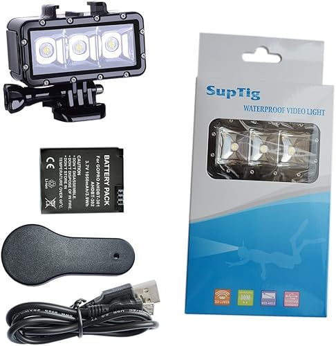 Miniatura 8 de Suptig Luz de buceo - Luz submarina impermeable para Gopro Hero 13/12/11/10/9/8/7/6/5/4/3/3+/Session/AKASO/DJI Osmo - 147 pies (147.6 ft)