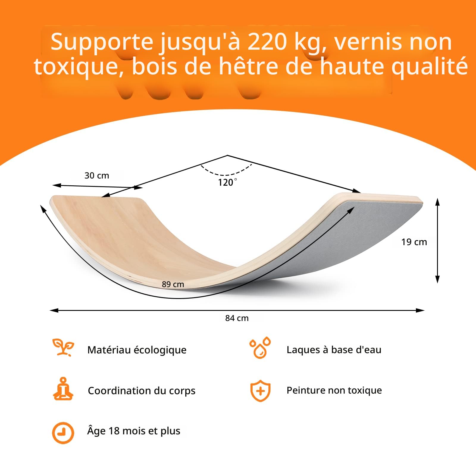 Planche D’équilibre En Bois Avec Feutre – Rose – 82 Cm, Charge 180 Kg – Pour Enfants Et Adultes – Motricité, Créativité, Jeu