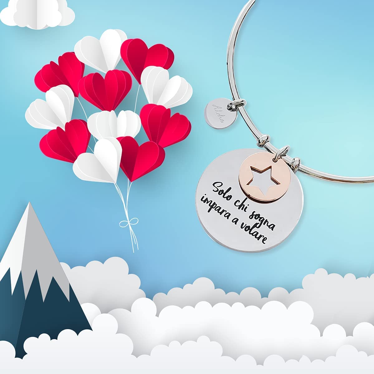 Aloha Bracciali in acciaio per donna con frasi su amicizia, amore e sogni