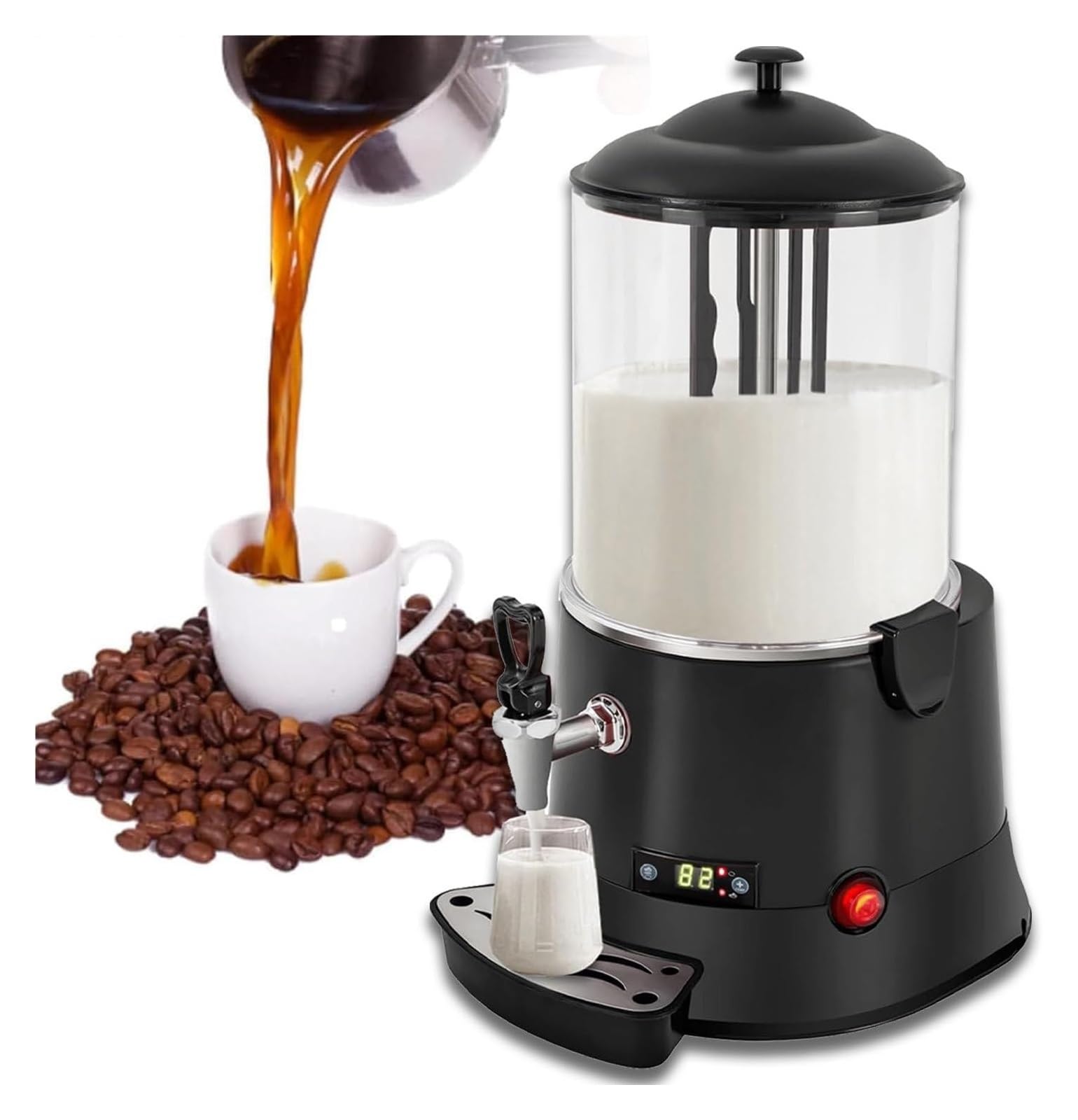 asdchZen Chocolate Fountain Machine,Hot Chocolate Maker, Commercial Hot Chocolate Maker 5L/10L Melter Dispenser Electric Beverage Warmer,220v 10l