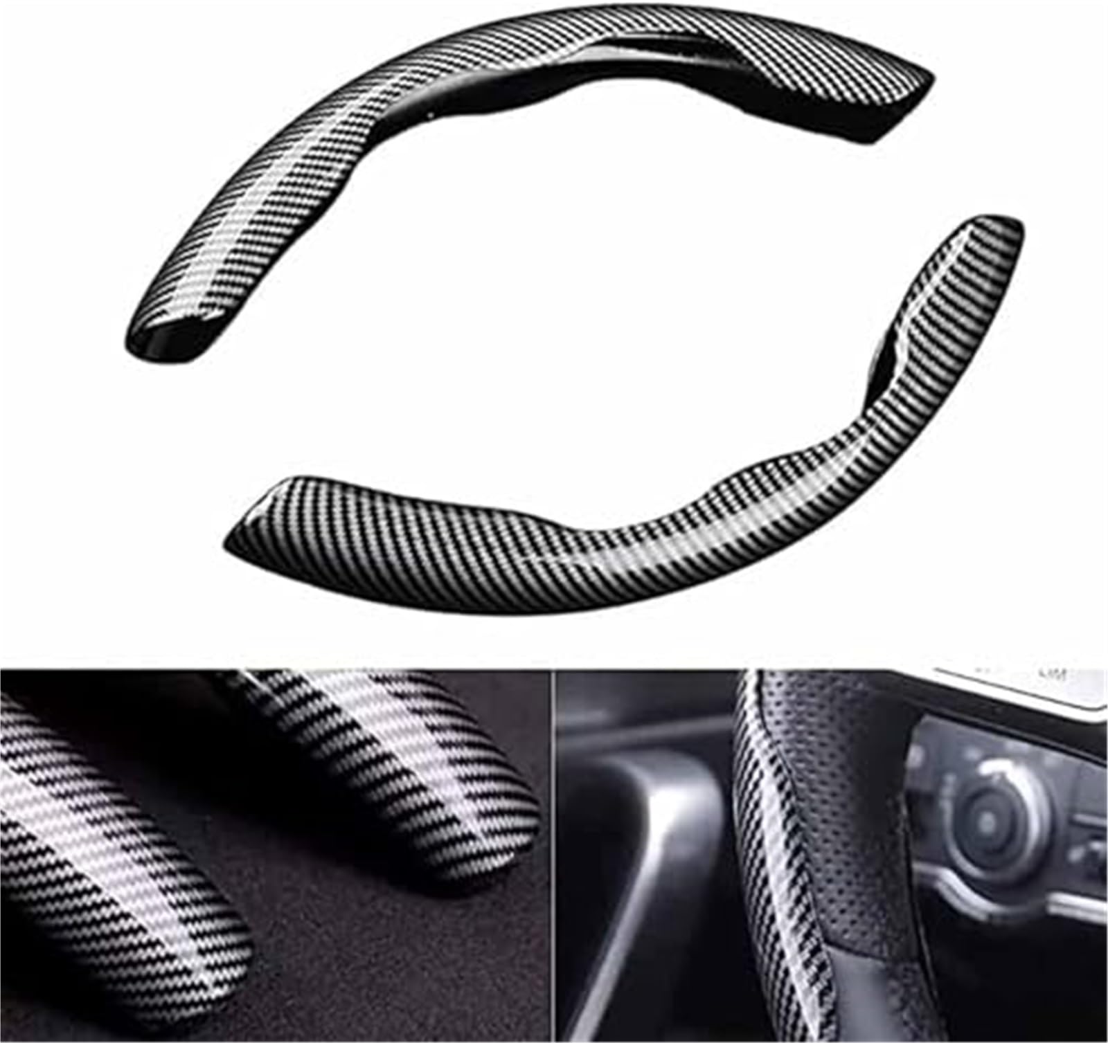 Lenkradbezug Für Benz Für SLK 230 R170 Für 320 Für 200 R171 2000-2024 Atmungsaktive Anti-Slip Carbon Faser Lenkrad Schutz(Black)