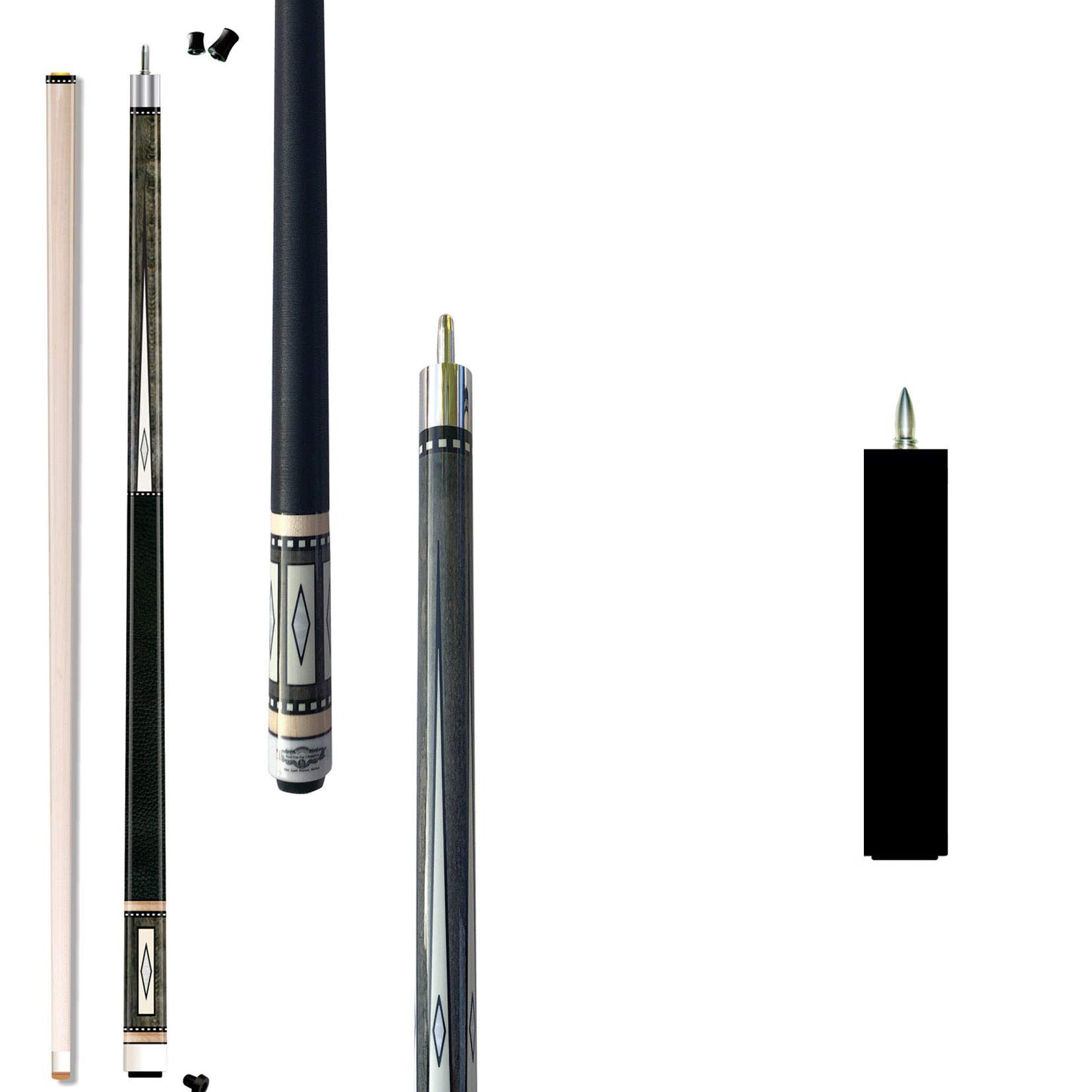 2021 Champion Lost Pieces Series Pool Cue Stick (LPC3 Cue 18oz + 5 inch Black Bullet Cue Joint Extension, 11.75mm tip and Uni-Loc)