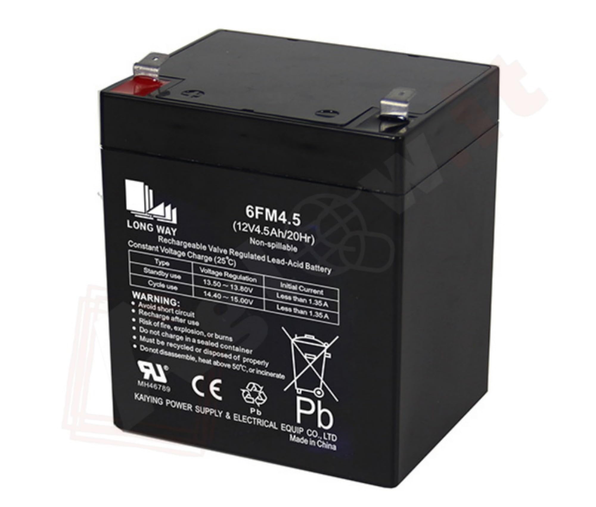 Batteria al Piombo 12v 4.5A 6FM4.5 AGM VRLA Ricaricabile con Attacchi Faston, Auto elettrica per bambini a tre ruote, Auto da drift per bambini