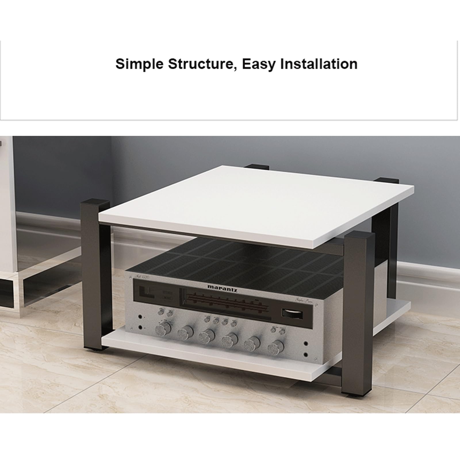 Offener Stereo-Komponentenschrank, AV-Media-Ständer, Holzständer, Audio-Video-Regal, moderner DVD-, CD-Plattenspieler, Konsolenhalter für Heimkino, Wohnzimmer, Walnuss, 4 Etagen