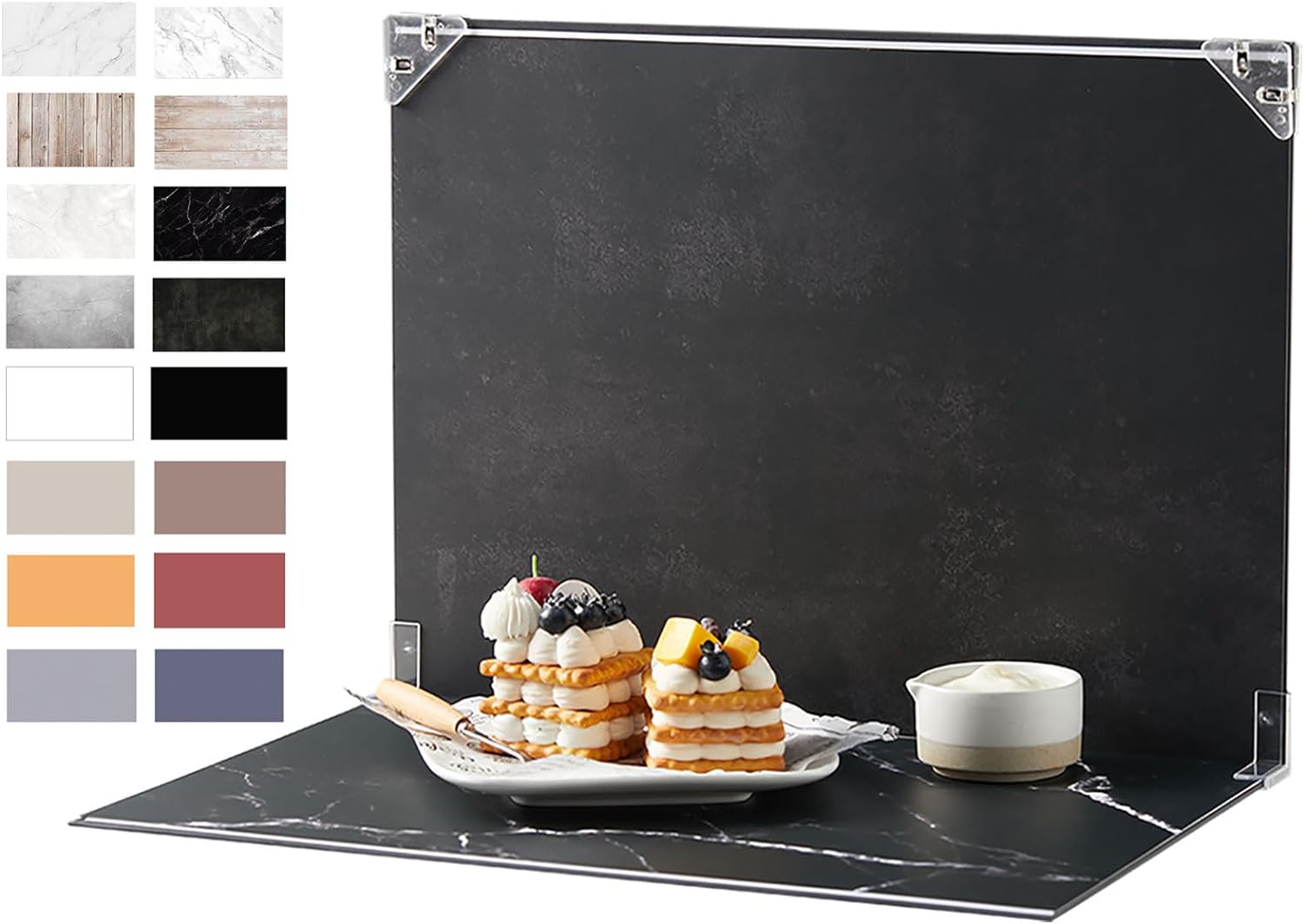 Lotpreco 7Pcs 14Patterns Small Product Photography Backdrops Kit Food Photography Backdrop Board Table Top Food Background Kit Food Jewelry Mini Item