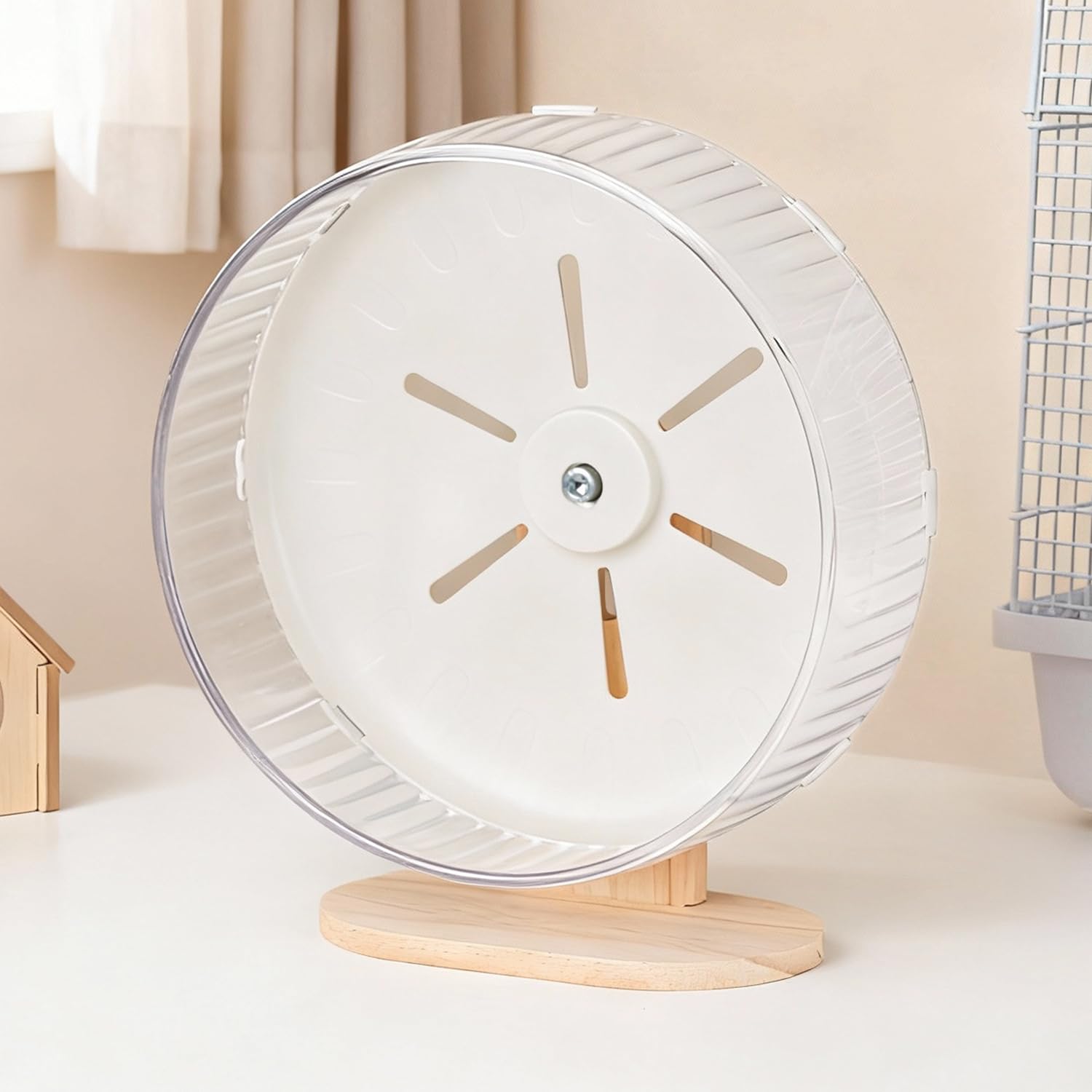 Super Silent Hamster Exercise Wheel with Adjustable Stand, Quiet Spinner Running Wheel for Hamsters, Gerbils, Mice and Other Small Pets (Medium, White) - image 6