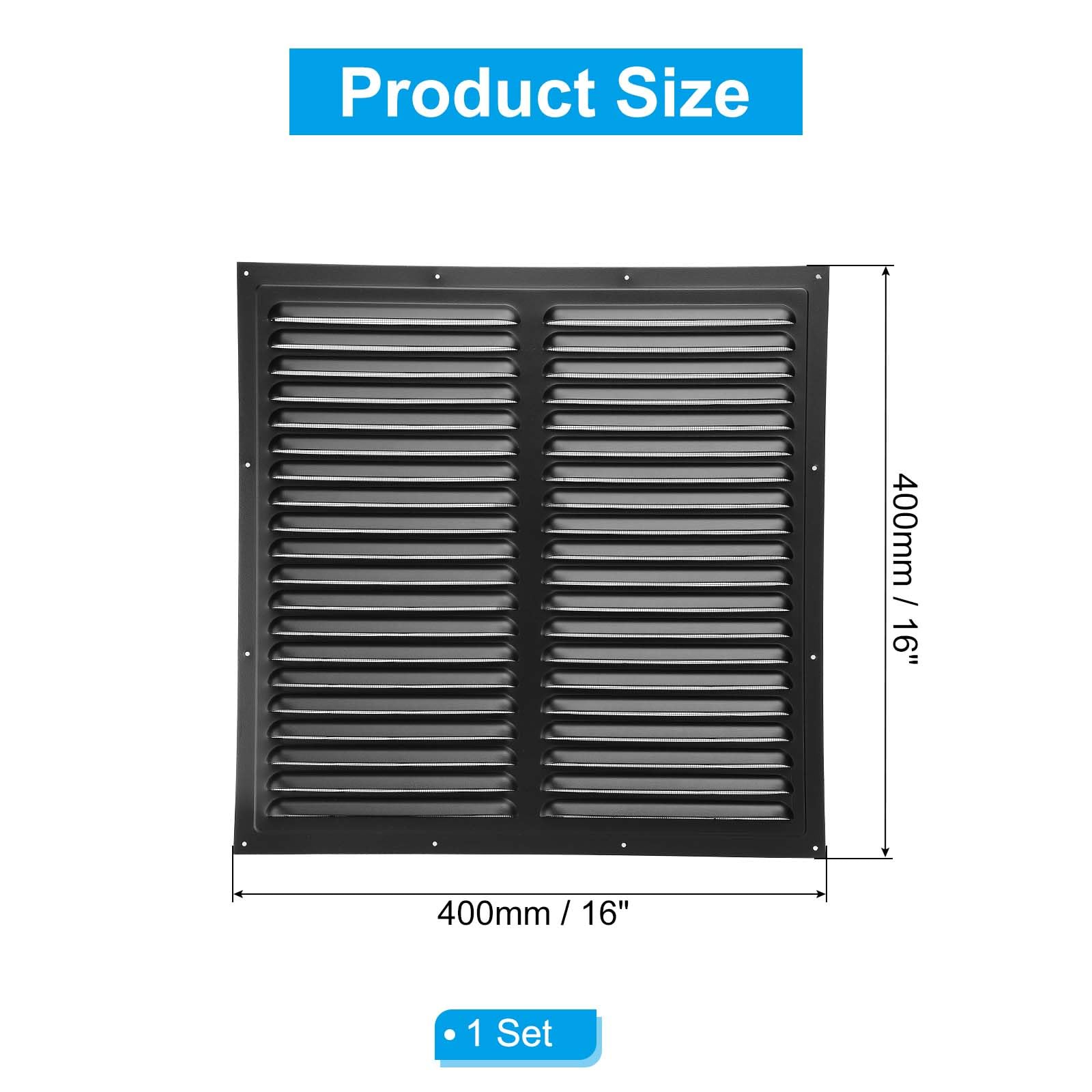 PATIKIL 16"x16" Aluminum Gable Vent, Exterior Wall Outlet Vent Square Soffit Vent HVAC Louver Air Grille with Built-in Screen for House Attic Garage Ceiling, Black - Image 2