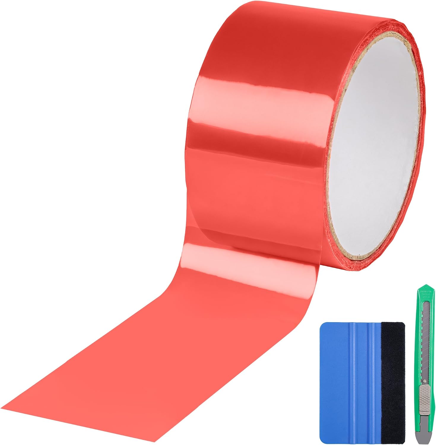 Arespark 20ft x 2in Self Adhesive Light Repair Tape, Auto Tail Fog Lights Tint Tape Color Transform Vinyl Film Headlights Lens Repair Kit (Red and Clear)