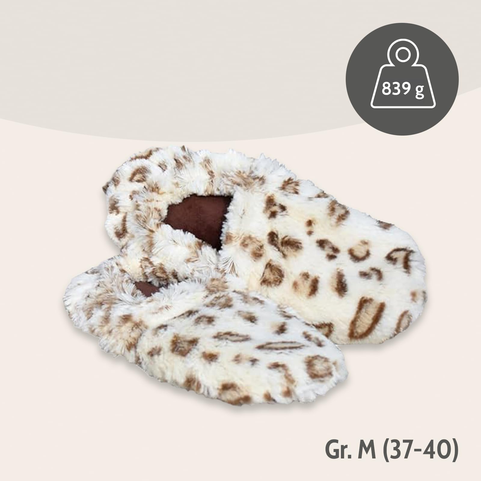 Habibi Plush Classic Slippers M (Creme gemustert)