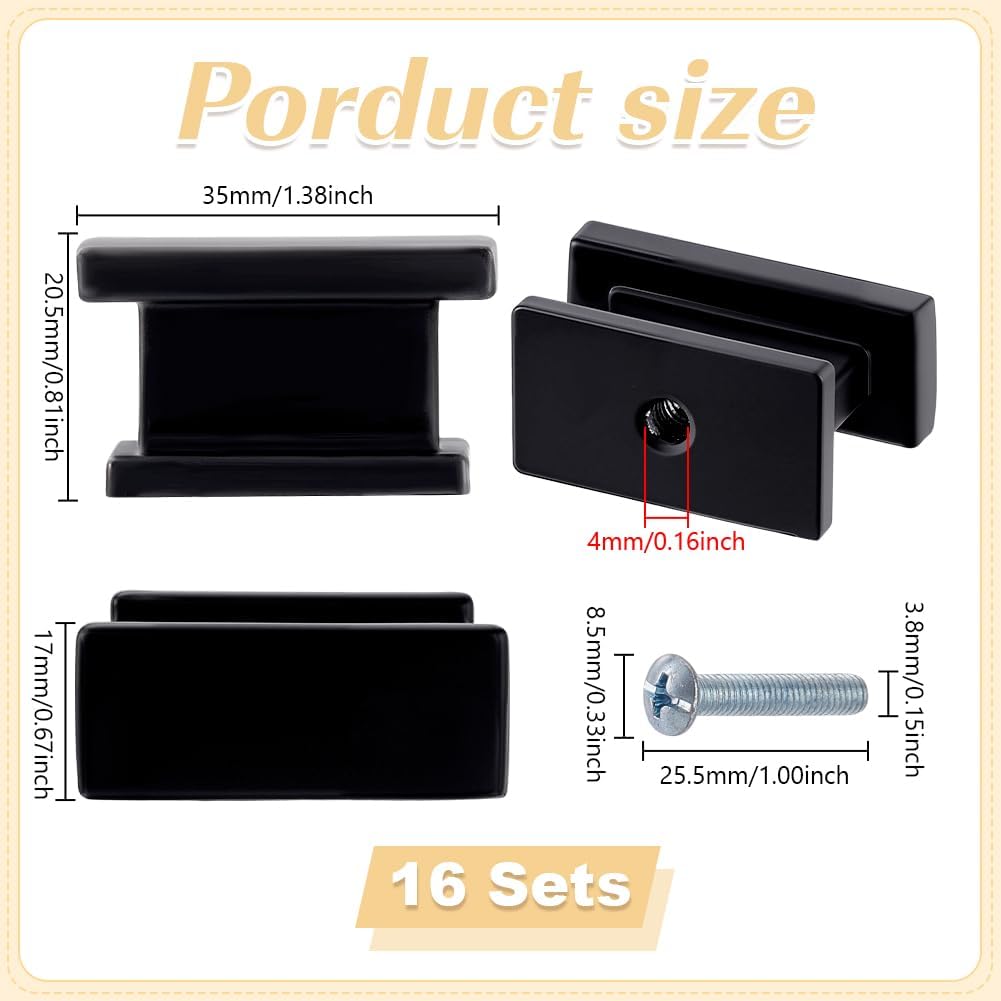 16 Pack Kitchen Cabinet Knobs, Matte Black Drawer Dresser Knobs 1.38 Inch Cabinet Handles Single Hole Zinc Pulls for Cupboard Closet Bathroom Bedroom Kitchen Vanity Hardware