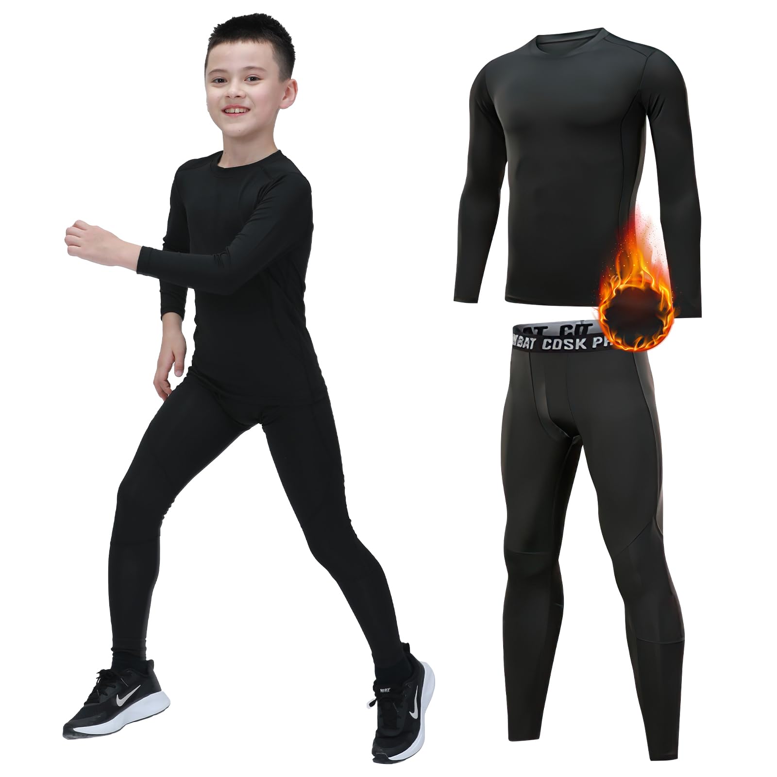 Leeboom Bambini Intimo Termico Set di Biancheria Termica Bambin Manica Lunga Funzionale E da Sci da Bambina E Bambino Traspirante Intimo Termico Set Base Layer E Isolante per Sci Tuta Termica