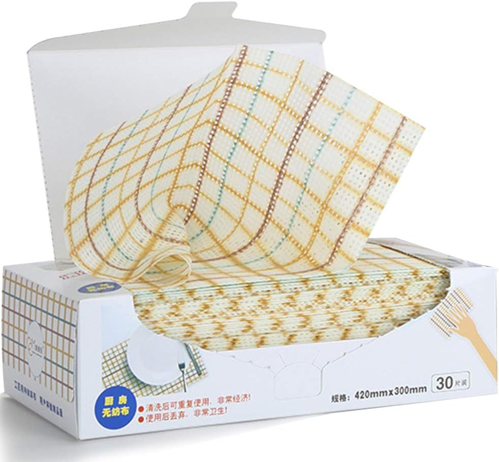 HONEYJOYCleaning Towels Disposable Dish Cloths Nonstick Fiber Cleaning Wipes House Cleaning Cloth Wiping Rags, Absorbent, Dry Quickly, A Box of 30 Pcs