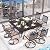 Sophia & William Outdoor Dining Set of 9, Large Square Patio Dining Table with 8 Swivel Rocking Dining Chairs with Cushion, Metal Black sOutdoor Table and Chairs for Garden Backyard Bistro
