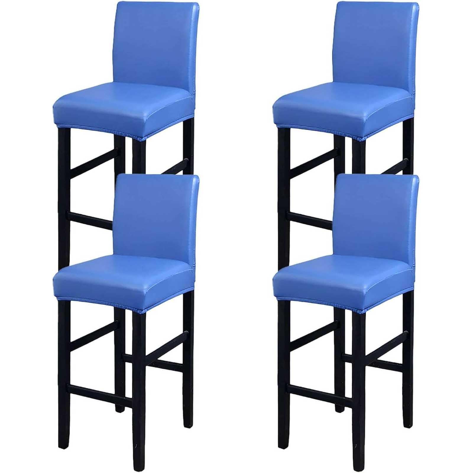 Leomix PU Waterproof Bar Stool Covers, Stretch Removable Barstools Covers, Counter High Leg Low Back Chair Covers, for Cafe Dining Room,I,4pack