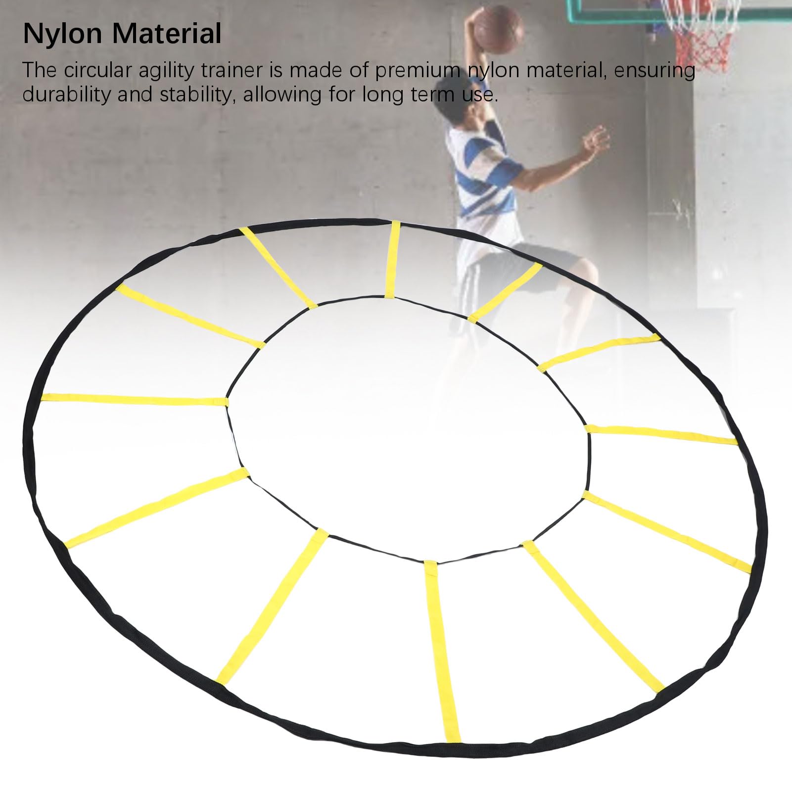 Pongnas Scala Circolare da Allenamento – Scala in Nylon a 12 Pioli per velocità e Coordinazione per Esercizi di Calcio, Basket e Calcio – Design Portatile per Interni/Esterni con Borsa per Il