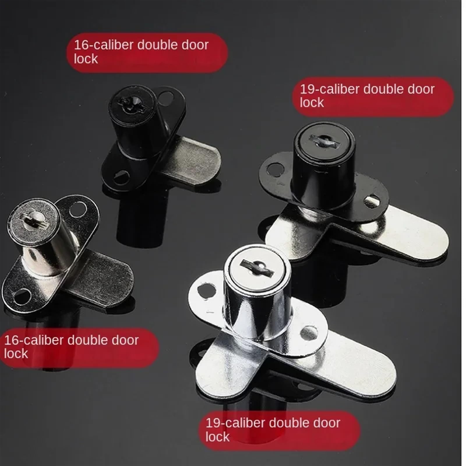 Cerradura de puerta de gabinete de doble apertura, cerradura de lengüeta de giro opuesto en 7 formas, cerradura de gabinete de archivo, cerradura de buzón, cerradura de puerta de muebles, 1 pieza(16mm