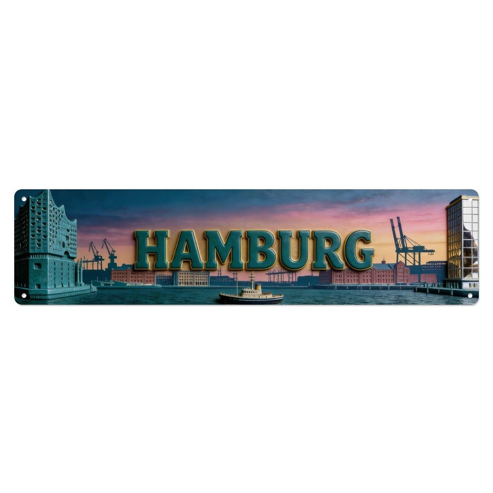 Metal Tin Sign Hamburg Germany Retro
