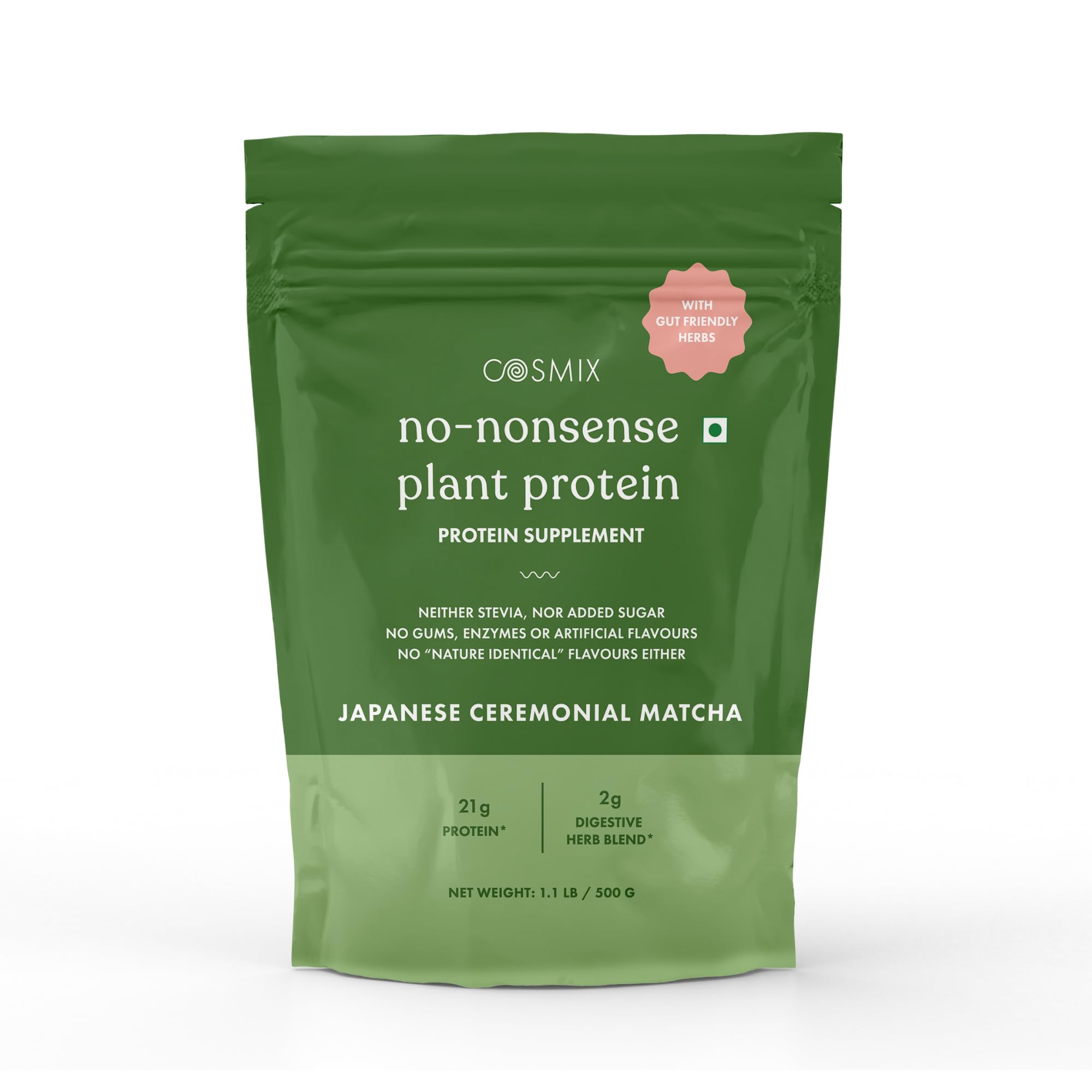 No Nonsense Plant Protein, Organic Brown Rice & Pea Isolate, Easy Digestion, 24G Protein/Serving, Gluten & Lactose Free Japanese Ceremonial Matcha 500 G (Pack of 1)