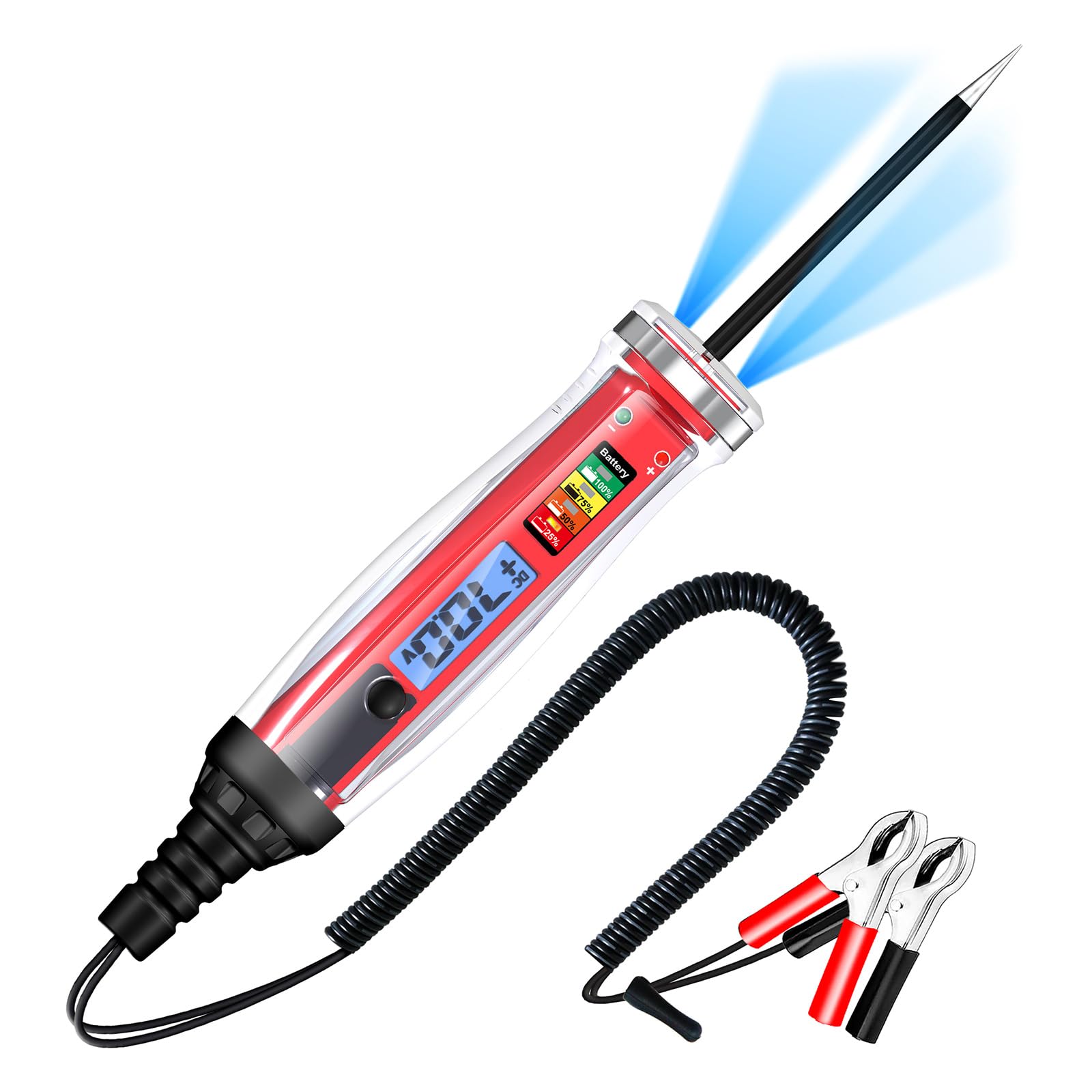 Automotive Circuit Tester with Extended Spring Wire 1-75V LCD Digital Display Car Voltages Tester Diagnostic Probes Voltages Detectors