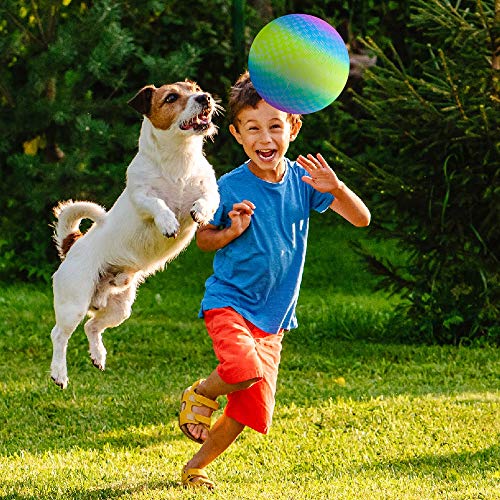 image for ArtCreativity Rainbow Playground Ball for Kids, Bouncy 9 Inch Kick Bal