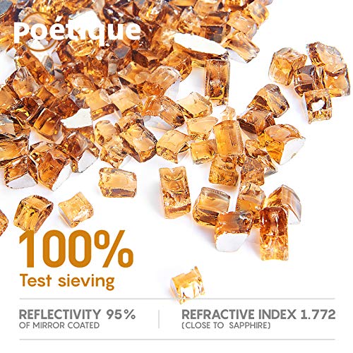 image for Bravex Fire Glass 10 Pound for Fire Pit, Amber Copper Reflective Tempe