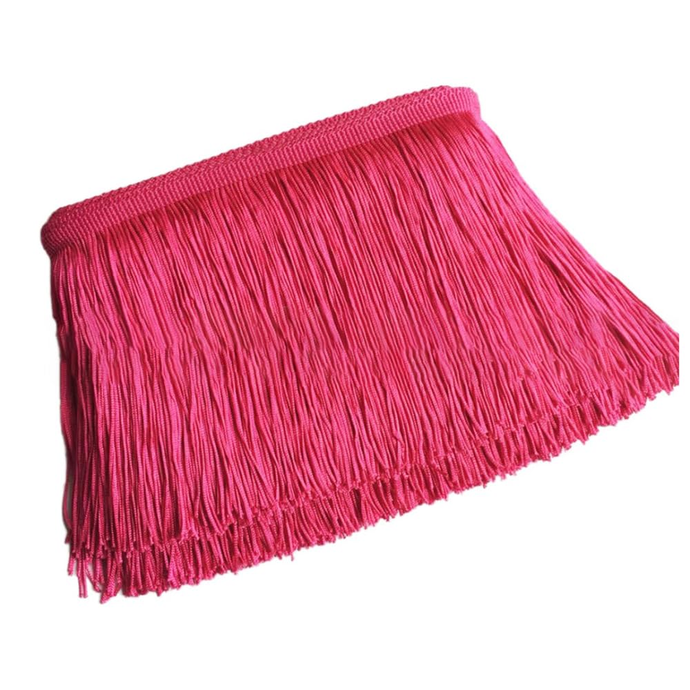 Blausky 20 cm x 1 m Wide Tassel Fringe Trim Dance Fringe Cut Fringe Silky Fringe Ribbon Decorative Ribbon Fringe Trim Ribbons for Sewing, for Latin Dress Lingerie Curtains, Rose A