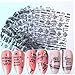 Hotaden 1pc schwarz Buchstaben Nagel Slider 3D Aufkleber-Streifen Tape-Folie Wrap Adhesive Abziehbilder für Nail Art Designs Maniküre Decor
