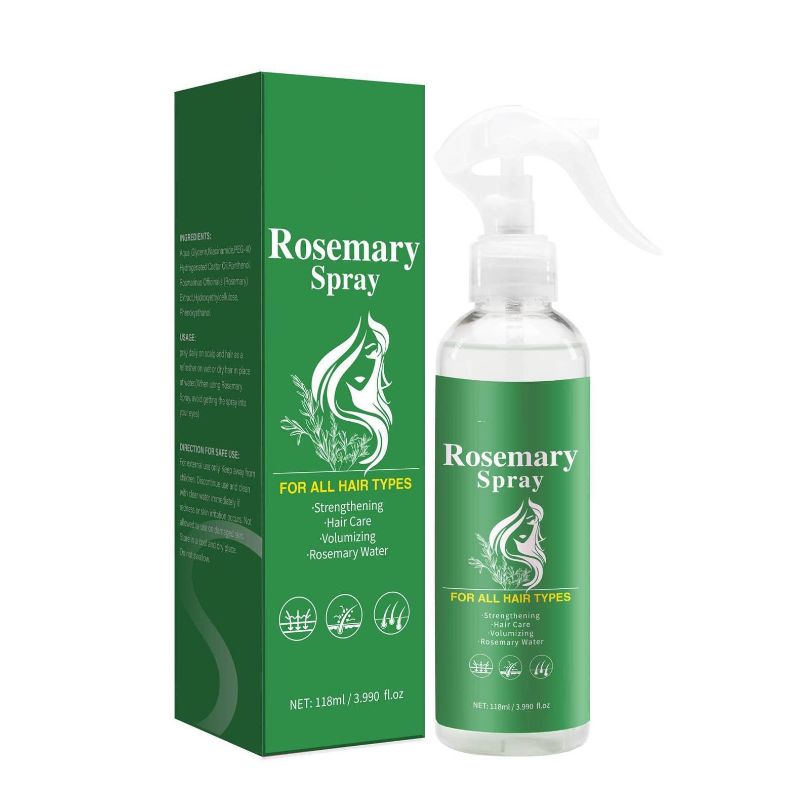 Rosemary Spray for Hair, Rosemary Water Scalp & Hair Strengthening Mist Rosemary Oil Hair Treatment Hydrating & Volumizing Hair Spray, Adds Hair Shine & Reduces Frizz For All Hair Types