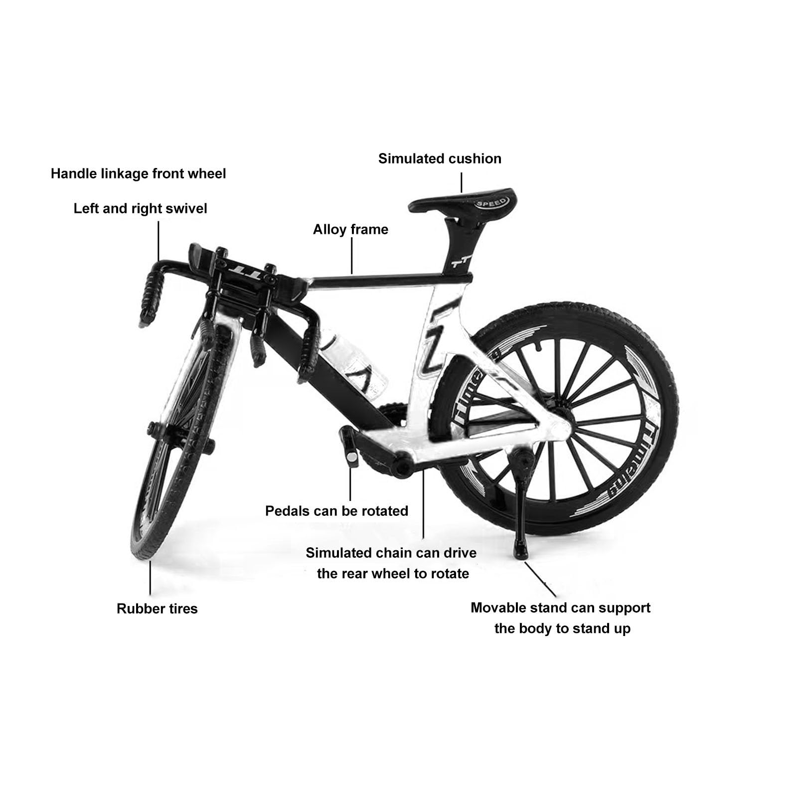 Keenso Mini Bicicleta de Carretera, Modelo de Bicicleta de Metal, Decoracin de Escritorio, Manualidades para Amantes del Ciclismo (en y Negro