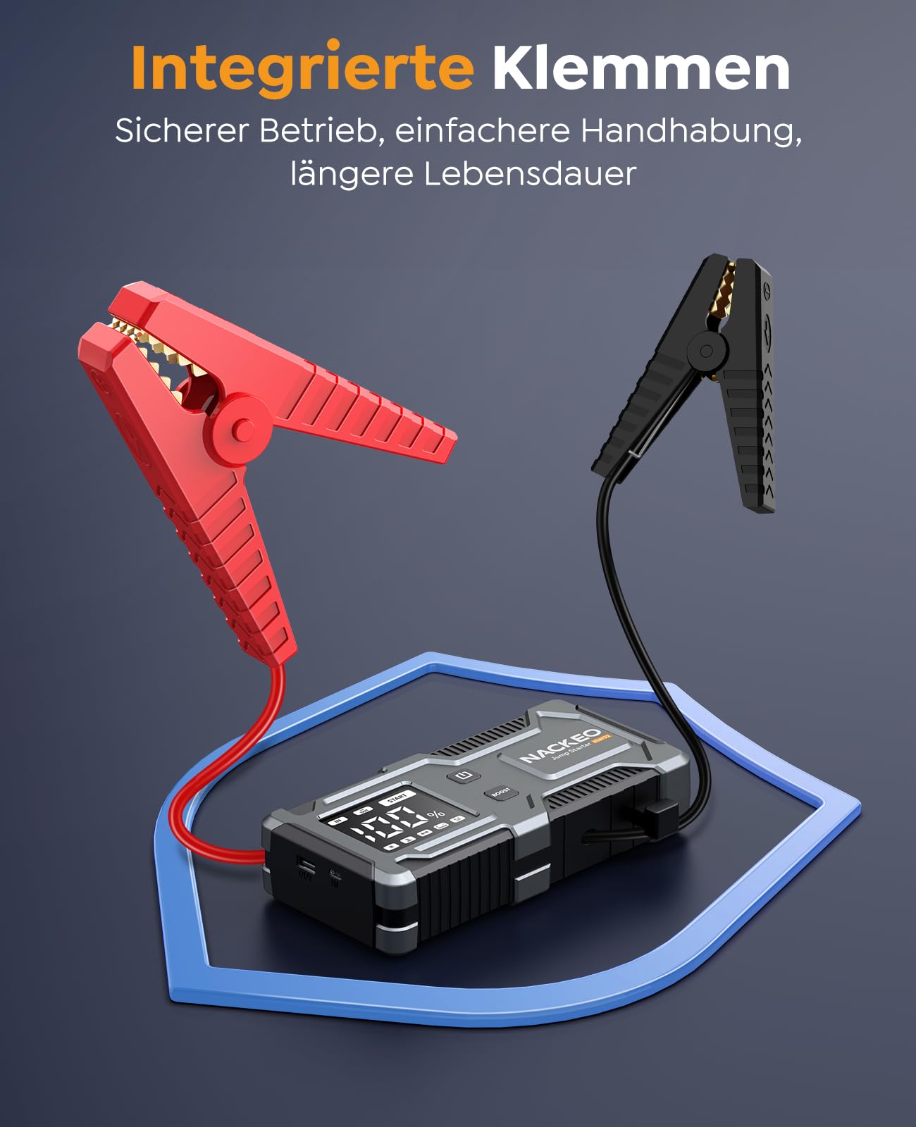 Starthilfe Powerbank 8000A,12V Batterie Booster (bis zu 9L Benzin und 7L Diesel), Auto Starthilfe mit integriertem Starthilfekabel, LED-Lampe & Display – ideal für SUV, Motorräder, Rasenmäher