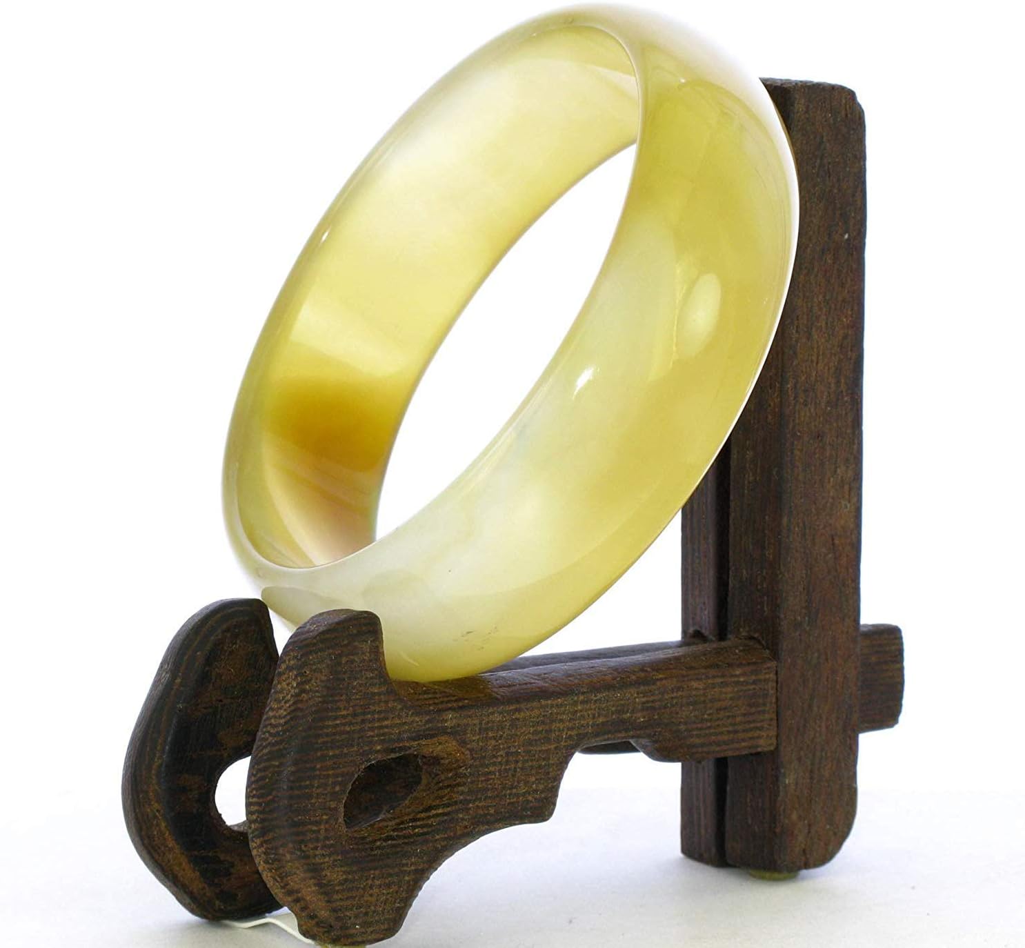 2.3" China Certified Nature Light Green Chalcedony Jade Women's Bangle Bracelets 6443