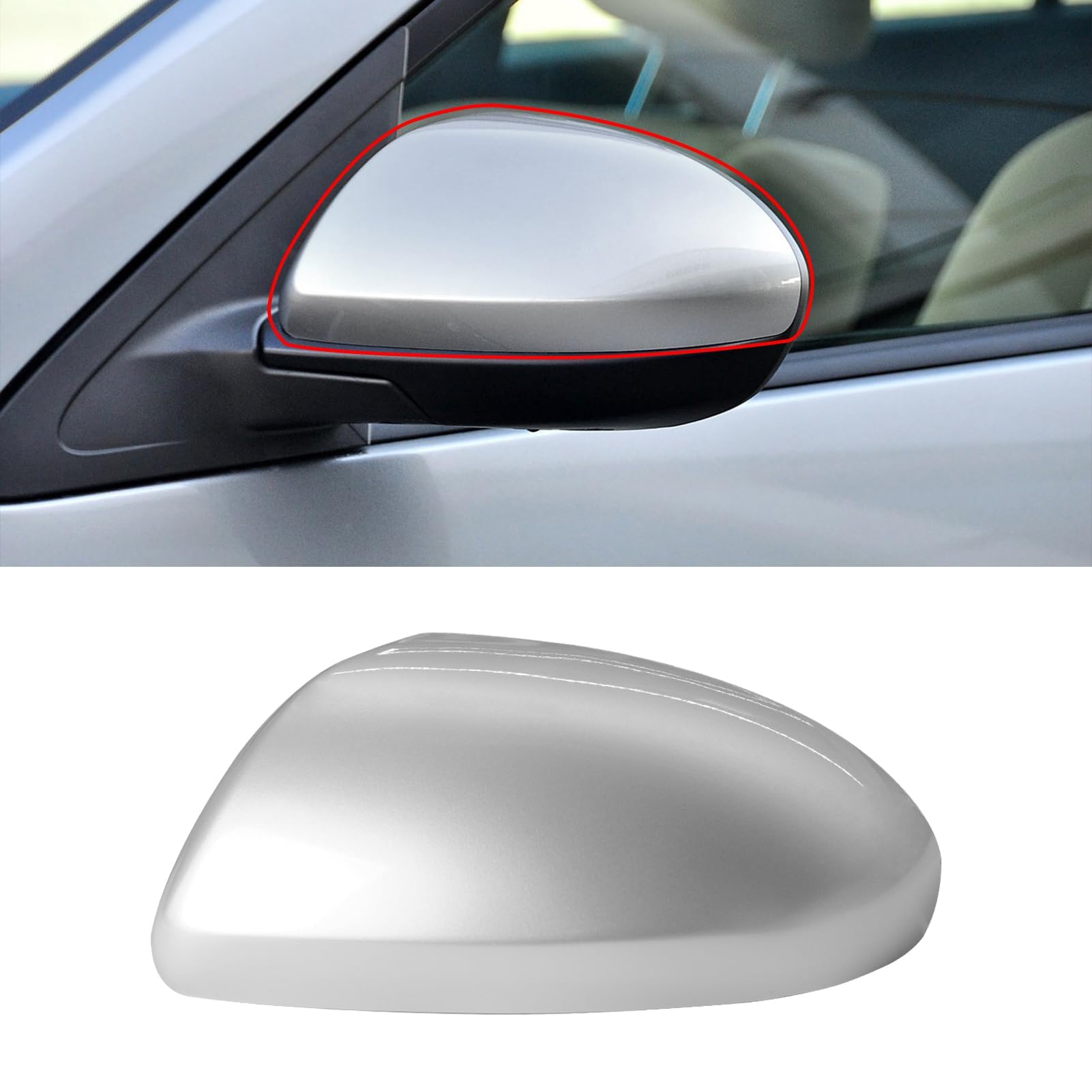 OWITAT Compatible with Mazda 2/Mazda 3 2010-2013 Left Driver Side Mirror Cap Cover, Door Rearview Left Side View Mirror Cover Replacement for Mazda,