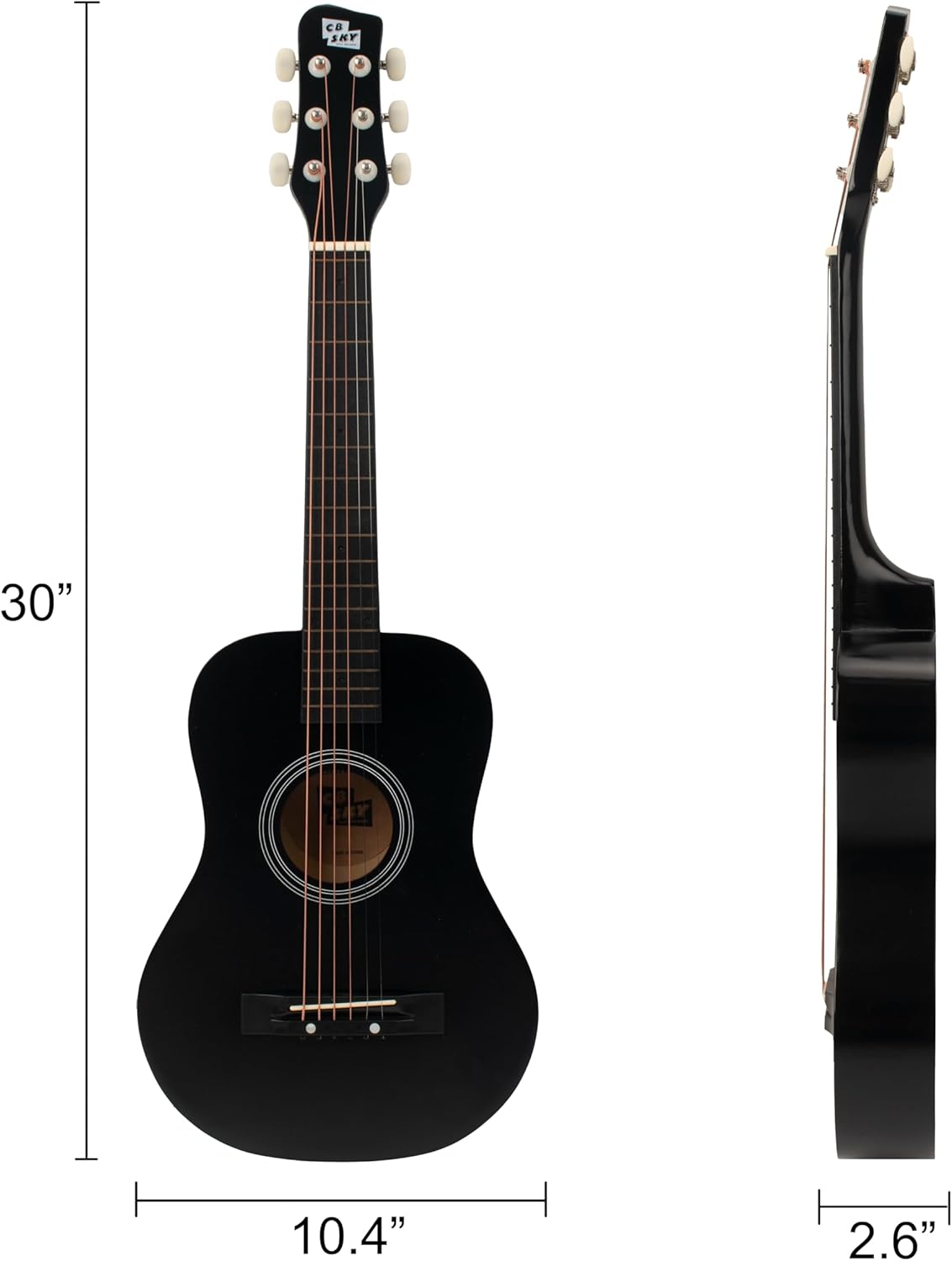 30” Acoustic Metal Strings Guitar/Girls Gift/Kids Musical Toys/Musical Instrument（Black-2）
