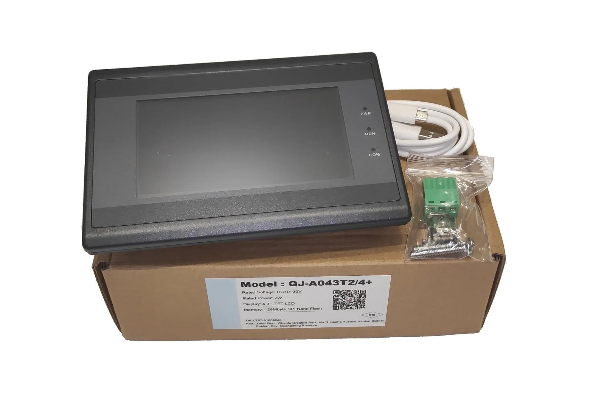 HMI pantalla táctil Interfaz hombre-máquina (HMI) de 4,3 pulgadas con comunicación RS485, 232 y 422, CC 10-30 V y Modbus RTU.