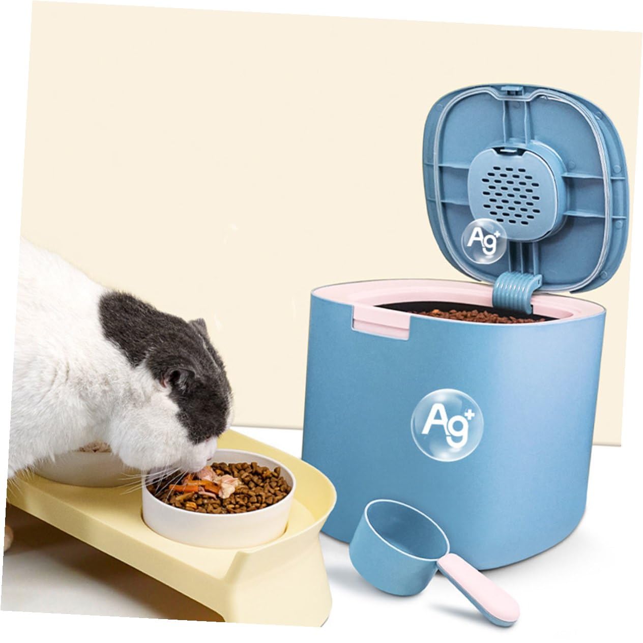 BESPORTBLE Bidone Porta Crocchette per Animali Domestici 11l in Pp Igienico Coperchio Ermetico Blu, Facile da Usare per Conservazione Alimentare Domestica