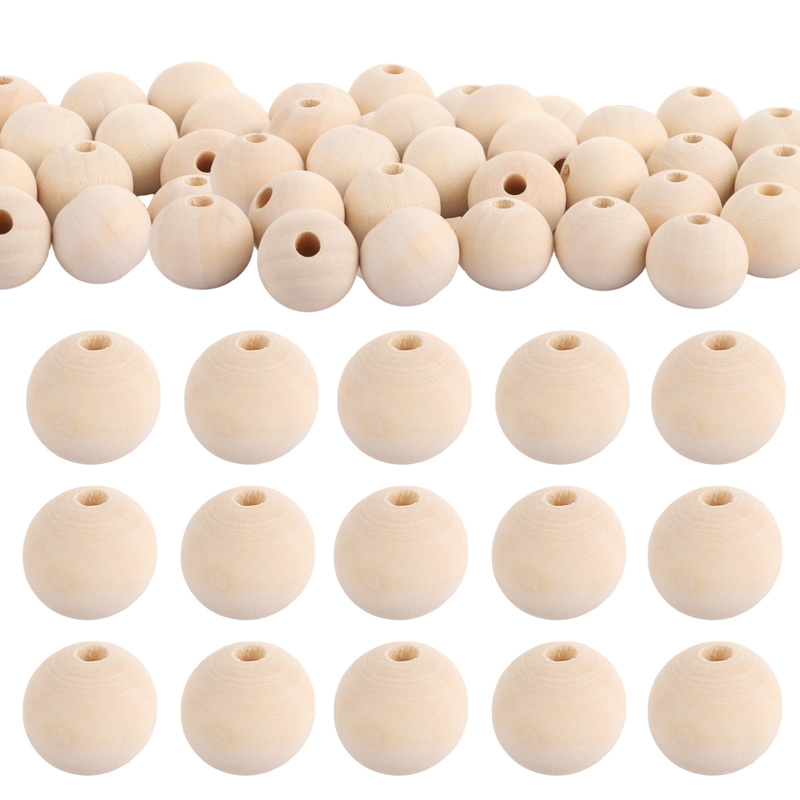 ASelected 200PCS Natural Wood Beads 20mm Diameter,Round Wooden Loose Bead,Wood Spacer Bead Large Wooden Beads Decoration for Crafts Jewellery Making Macrame Bracelet Making Adults