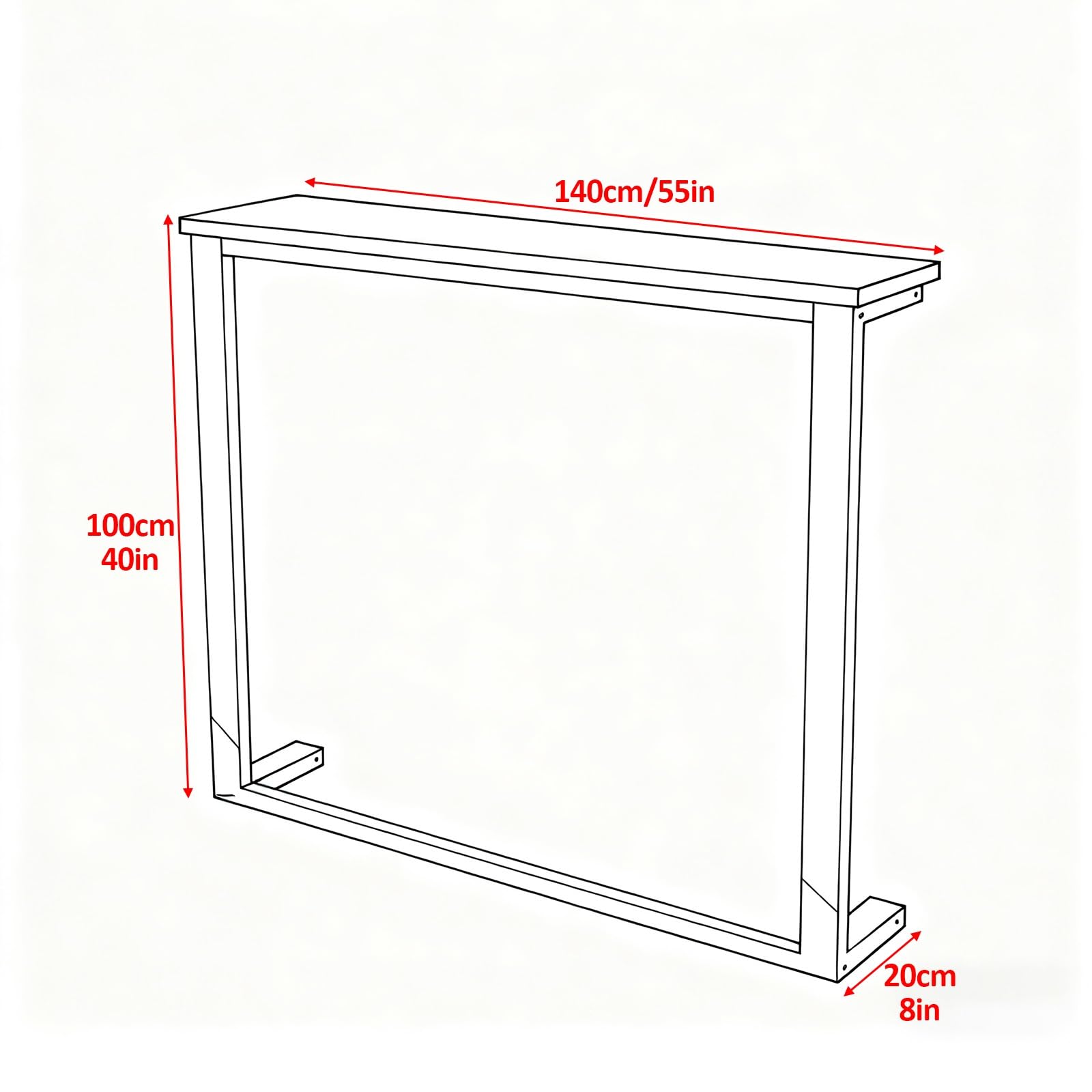 Stolik Konsolowy, Stoliki do Salonu, Tylna Półka Sofy, Długi Stolik, Blat Półki na Kaloryfer, bez Wiercenia, z łatwym w Montażu Uchwytem(White,140x20x100cm/55x8x40in)