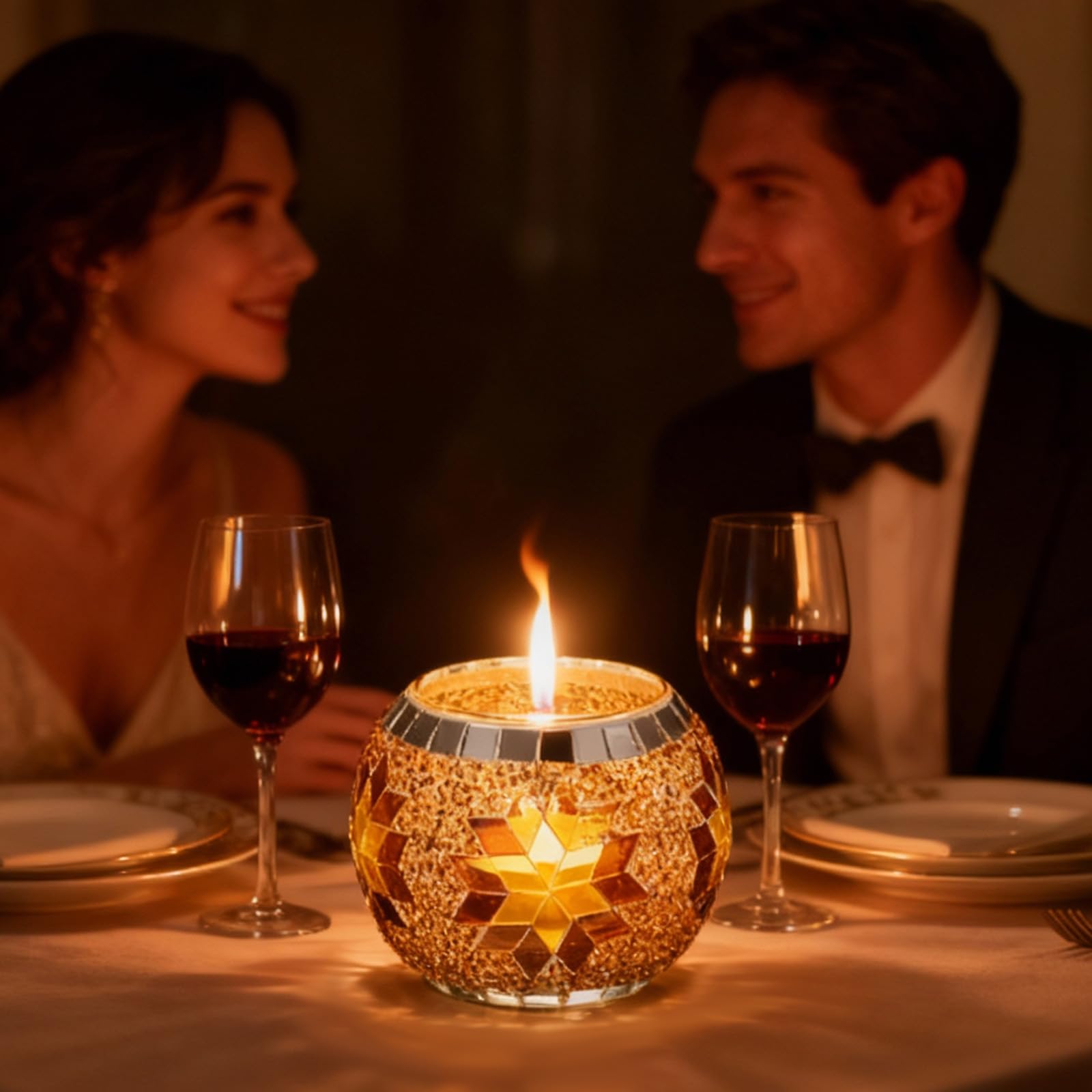 6 portavelas de cristal hechos a mano para centros de mesa de Navidad, interiores y exteriores, decoración navideña